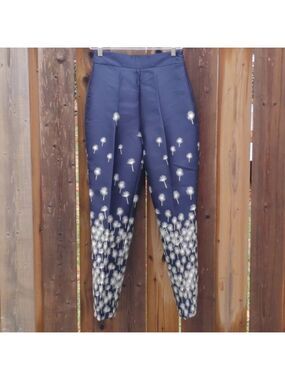 BEAUTIFUL ZARA BASICS TWO-TONES Jacquard Pants Trousers Blue Dandelion Small